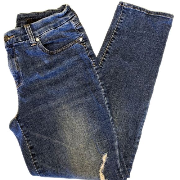 Chico's So Slimming Girlfriend Ankle jeans, distressed, embroidered 2 - Picture 1 of 11